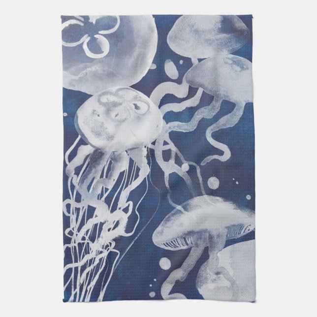 Linge De Cuisine Jellyfish sur Arrière - plan de la Marine (Vertical)