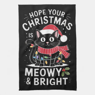Linge De Cuisine J'espère que votre Noël est Meowet Bright Cat Noël