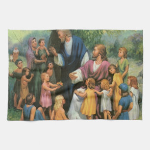 Linge De Cuisine Jésus-Christ Bénédiction des enfants, Religion Vin