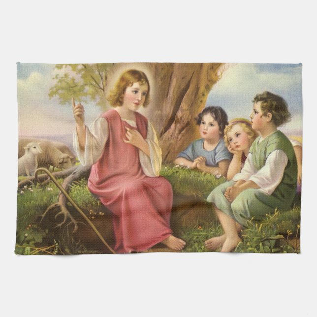 Linge De Cuisine Jésus Christ Enseigner les enfants, Religion Vinta (Horizontal)