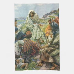 Linge De Cuisine Jésus Christ Sermon sur le Mont, Religion Vintage