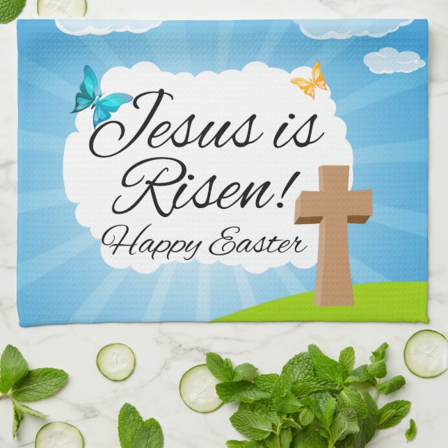 Linge De Cuisine Jésus est ressuscité, Pâques chrétiennes (Plié)