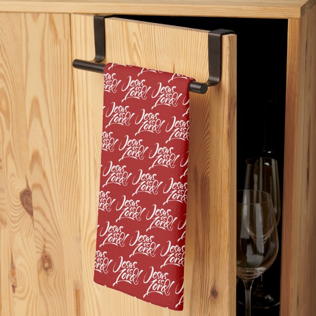 Linge De Cuisine Jésus est Seigneur chrétien Noël Lettres rouges (Pliage en tiers)