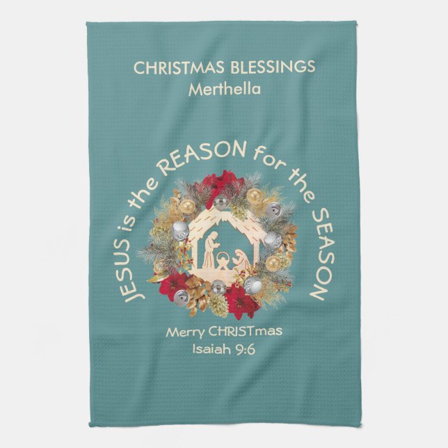 Linge De Cuisine JÉSUS PERSONNALISÉ EST LA RAISON DE Noël (Vertical)