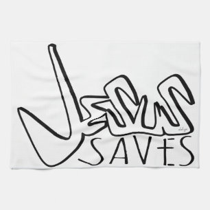 LINGE DE CUISINE JÉSUS SAUVE GRAFFITI