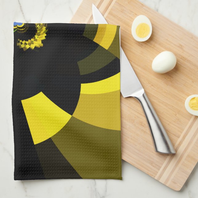 Linge De Cuisine Jet Black et Gold Vector Art Design graphique (Quart Plié)