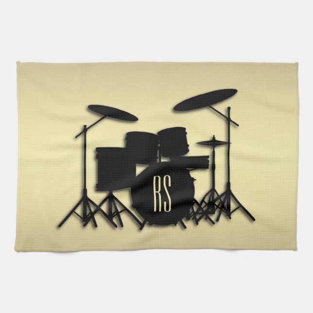 Linge De Cuisine Jeu de tambour monogramme or (Horizontal)