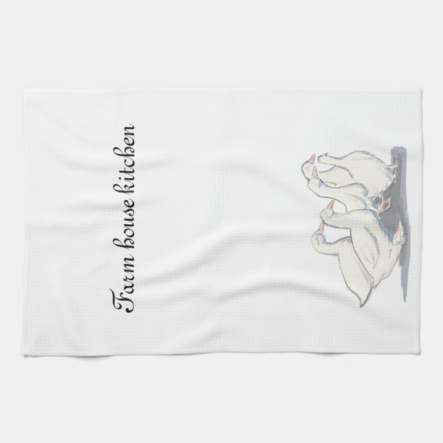Linge De Cuisine Jeu d'oies Stylo et dessin d'encre (Horizontal)