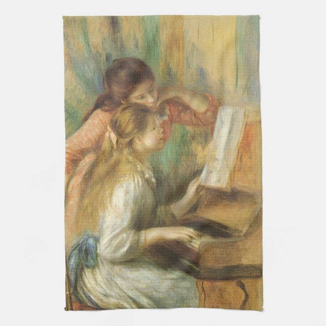 Linge De Cuisine Jeunes filles au piano par Pierre Renoir (Vertical)