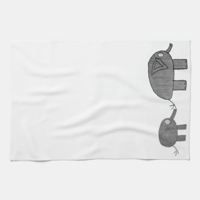 Linge De Cuisine JMCdesign Gray Elephant Towel (Horizontal)