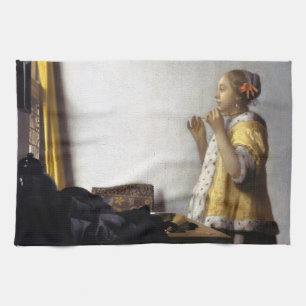 Linge De Cuisine Johannes Vermeer - Jeune femme avec collier perle