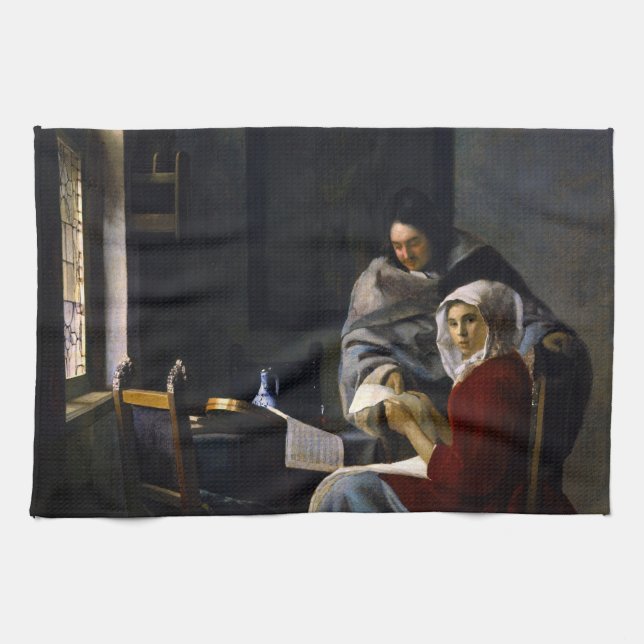 Linge De Cuisine Johannes Vermeer - Une fille interrompue à sa musi (Horizontal)