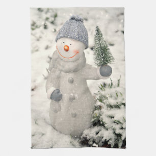 Linge De Cuisine Joie de Noël avec Snowman souriant