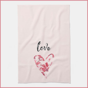 Linge De Cuisine Joli amour rose coeur floral