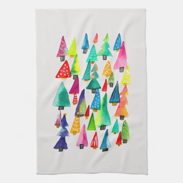 Linge De Cuisine Joli aquarelle arbres de Noël (Vertical)