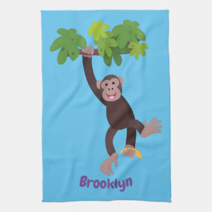 Linge De Cuisine Joli chimpanzé dans la jungle suspendu dessin anim