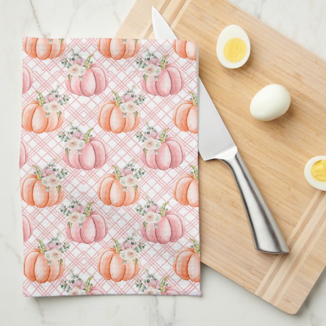 Linge De Cuisine Joli Citrouille d'aquarelle rose et orange de auto (Quart Plié)