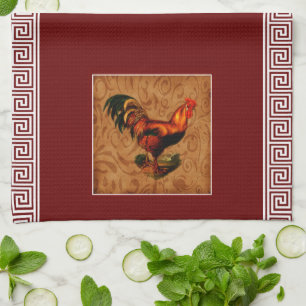 Linge De Cuisine Joli et élégant coq de campagne et grecque