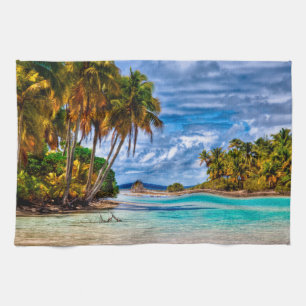 Linge De Cuisine Joli été Hawaiian Beach Aquarelle