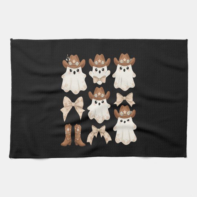 Linge De Cuisine Joli Fantôme de Cow-boy d'Halloween (Horizontal)