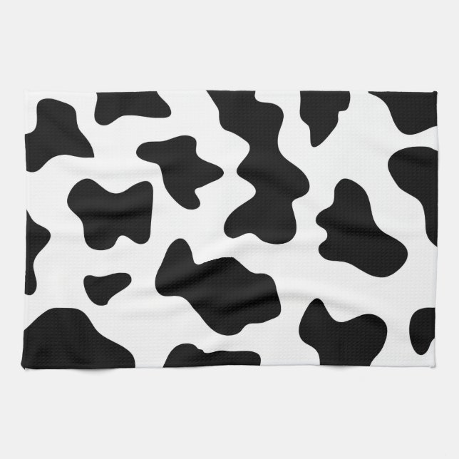 Linge De Cuisine joli imprimé noir et blanc de vaches laitières de  (Horizontal)