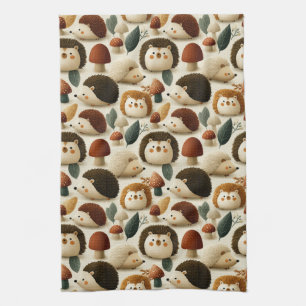 Linge De Cuisine Joli motif de hérisson et de champignon de la forê