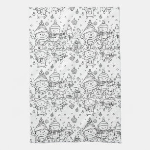 Linge De Cuisine Joli motif de Noël en hiver à dessiner (2)
