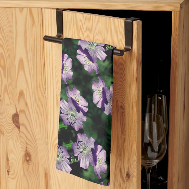 Linge De Cuisine Joli Motif de paire de fleurs de géranium violet (Pliage en tiers)