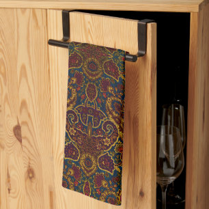 Linge De Cuisine Joli motif paisley brun foncé vintage