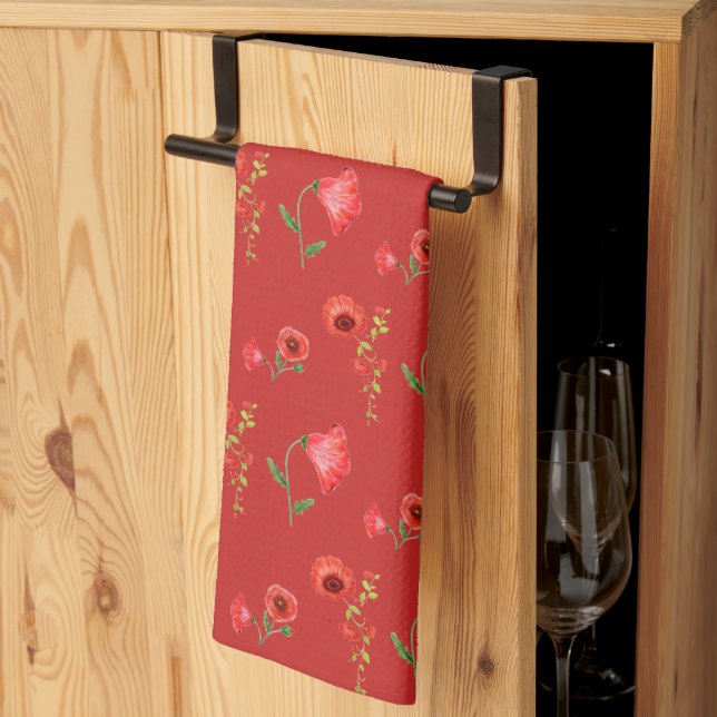 Linge De Cuisine Joli Motif Red Poppies (Pliage en tiers)