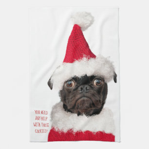 Linge De Cuisine Joli Noël Carlin noir Puppy Père Noël Helper