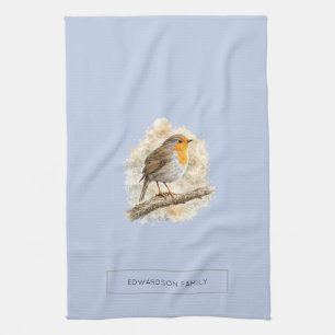 Linge De Cuisine Joli oiseau Robin aquarelle personnalisé