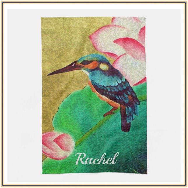 Linge De Cuisine Joli Oiseau vert et Fleur (Créateur téléchargé)
