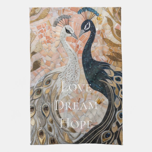 Linge De Cuisine Joli Peacock Pink Gold Glam (Vertical)