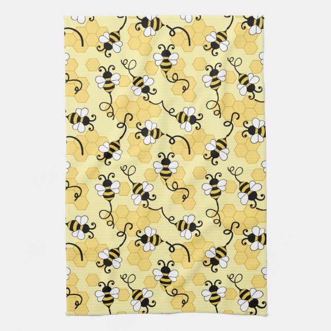 Linge De Cuisine Joli petit motif abeilles (Vertical)