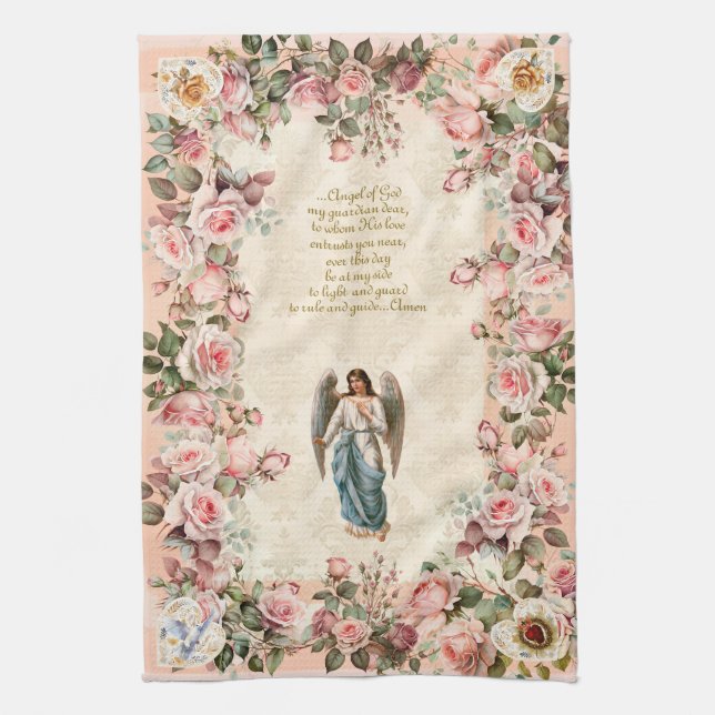 Linge De Cuisine Joli Rose Rose Floral Guardian Angel (Vertical)