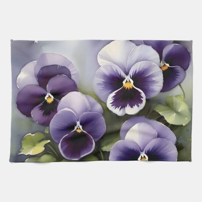 Linge De Cuisine Joli vernis violet aquarelle peinture (Horizontal)