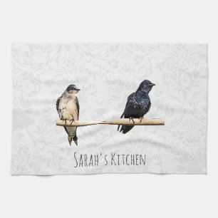 Linge De Cuisine Joli Violet Martin Nom personnalisé Bird Kitchen T