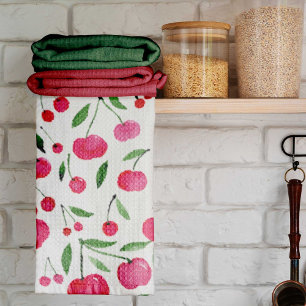 Linge De Cuisine Jolie aquarelle rouge cerises motif