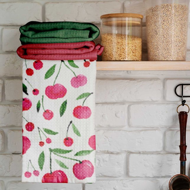 Linge De Cuisine Jolie aquarelle rouge cerises motif (Créateur téléchargé)