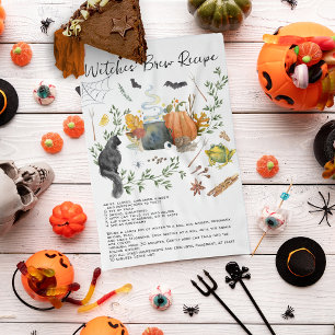 Linge De Cuisine Jolie Aquarelle Sorcières Brew Recette Halloween