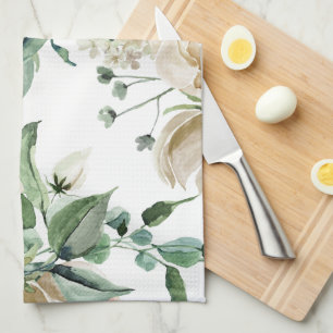 Linge De Cuisine Jolie Crème Florale Botanique