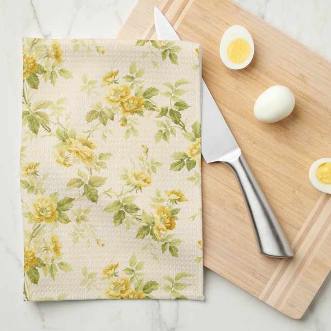 Linge De Cuisine Jolie ferme jaune d'or Floral (Quart Plié)