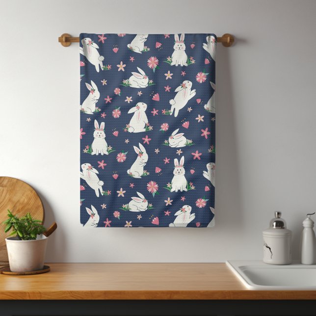 Linge De Cuisine Jolie fille Lapin de Pâques lapin Moderne rose Flo (Créateur téléchargé)