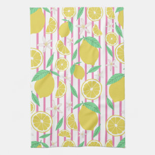 Linge De Cuisine Jolie Fleurs de citrons Motif rayé de citrons
