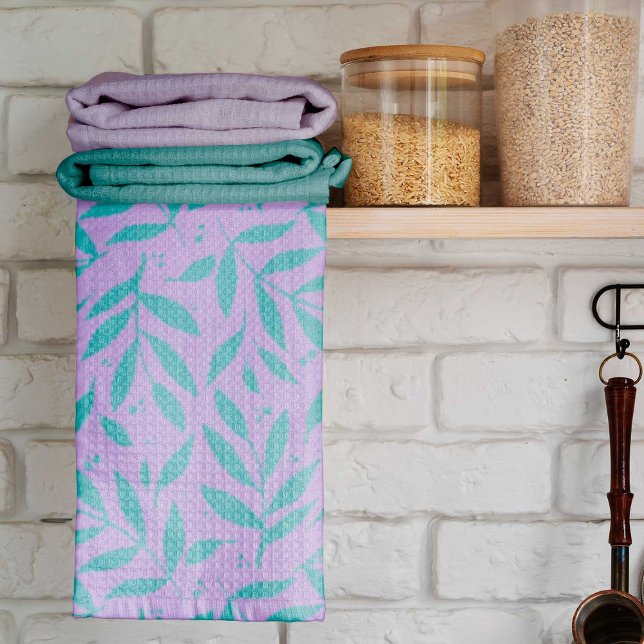 Linge De Cuisine Jolies branches - turquoise et violet ado (Créateur téléchargé)