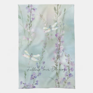 Linge De Cuisine Jolies fleurs de lavande romantiques libellules