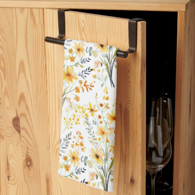 Linge De Cuisine Jolies fleurs sauvages jaunes de printemps (Pliage en tiers)