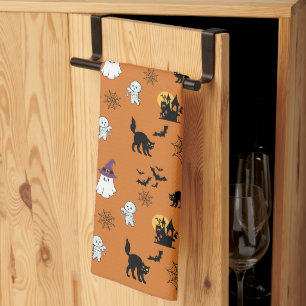 Linge De Cuisine Jolis fantômes chats chauves-souris Halloween  