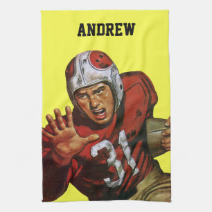 Linge De Cuisine Joueur de football américain vintage arrière coura